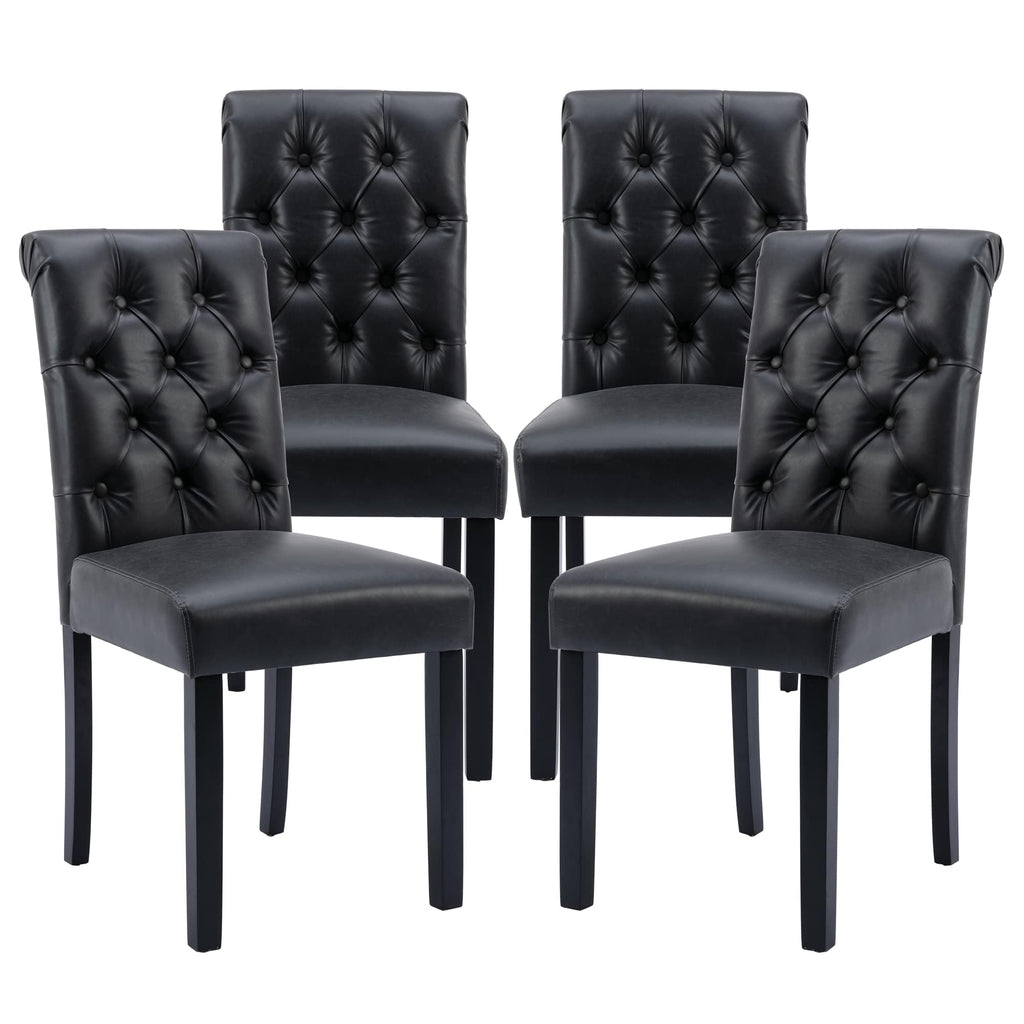Black Set of 4 PU Leather Tufted Dining Chairs Y63720