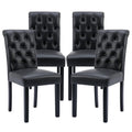 Black Set of 4 PU Leather Tufted Dining Chairs Y63720