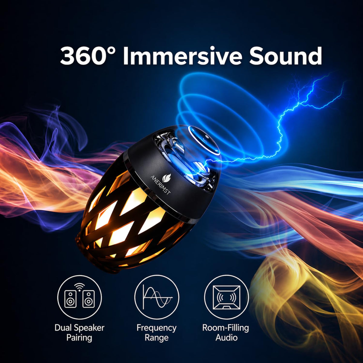 Black 2 Pack Waterproof Bluetooth Speaker with LED Torch Light X46280