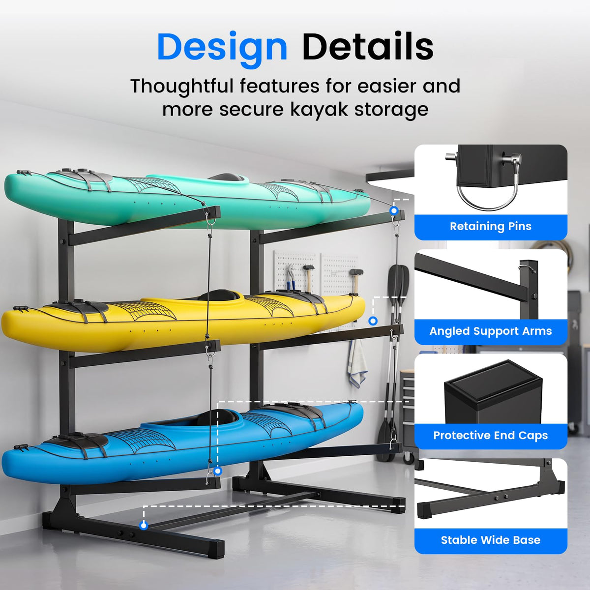 Kayak Storage Rack, Freestanding Steel Stand B327636
