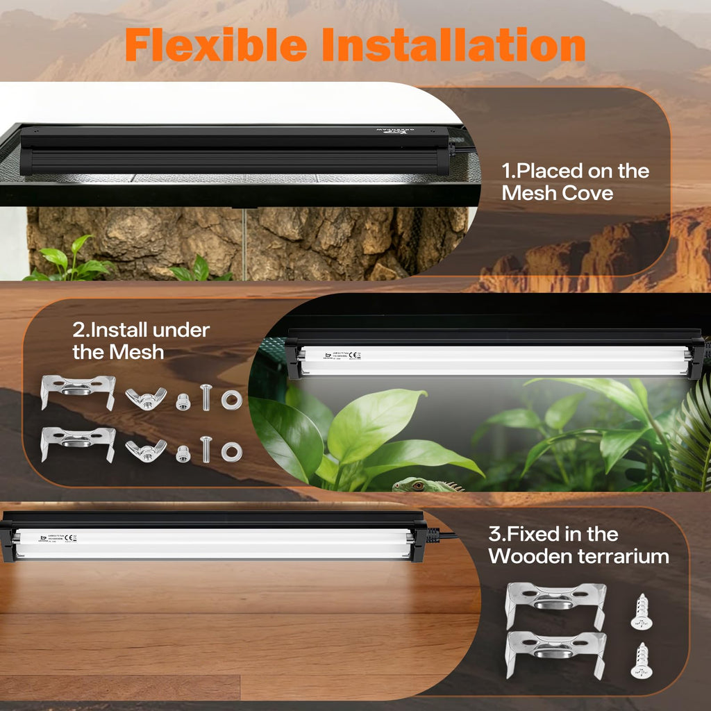 24W 22'' UVB Reptile Light Fixture Combo Kit Y129