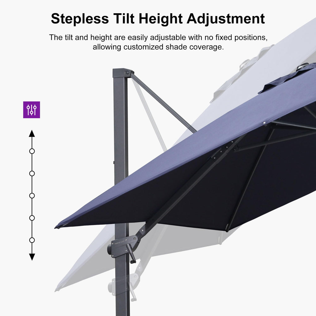 Navy Blue Cantilever Umbrella with Base I6812