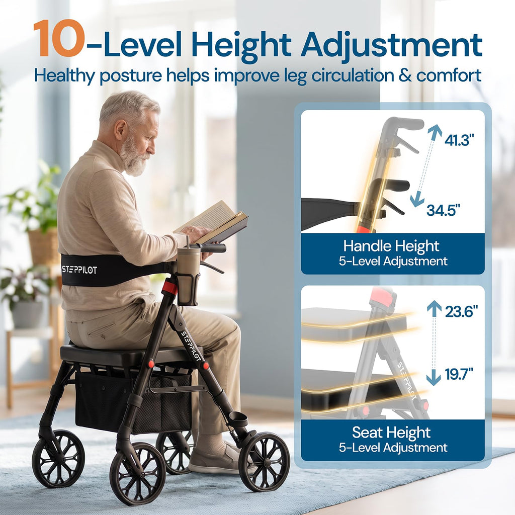 Bariatric Rollator Walker with Seat 500 lb Capacity X667465