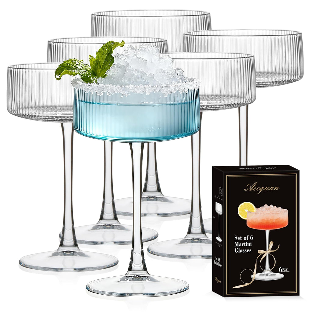 10 oz Ribbed Coupe Glasses Set of 6 H789731