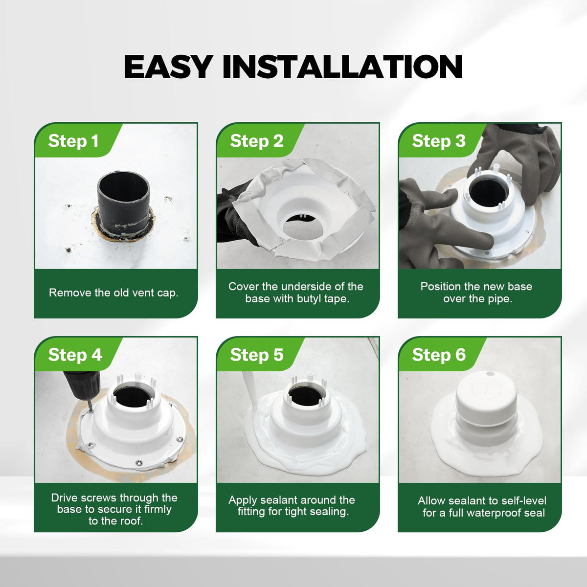 White RV Vent Cap for 1 to 2 3/8" Pipe Z14755