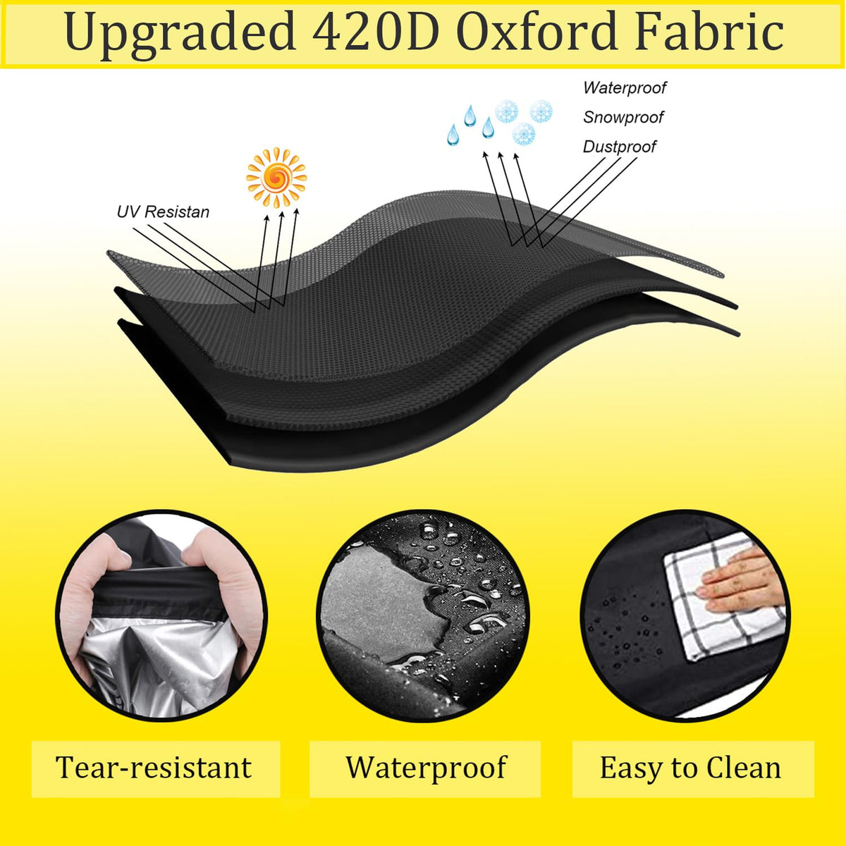 Black 420D Oxford Waterproof Patio Table Cover D84939