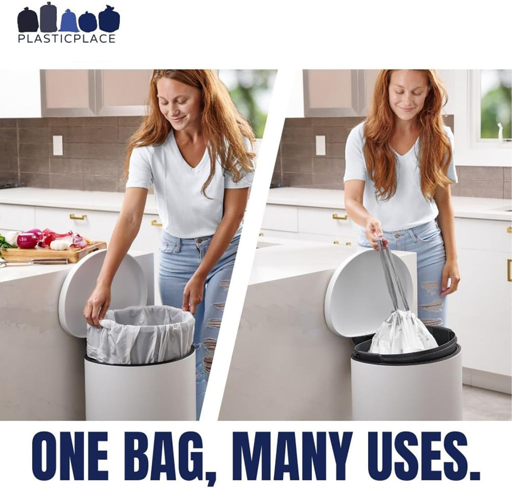 White Drawstring Trash Bags 13-16 Gallon 200 Count L658