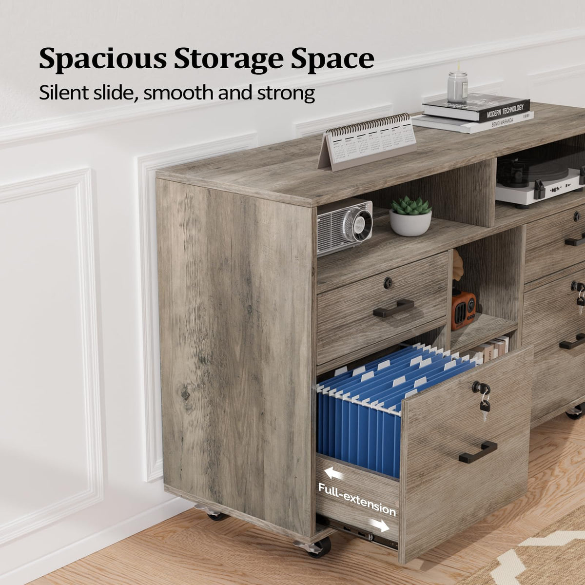 Rustic Grey 4 Drawer File Cabinet with Lock U171403