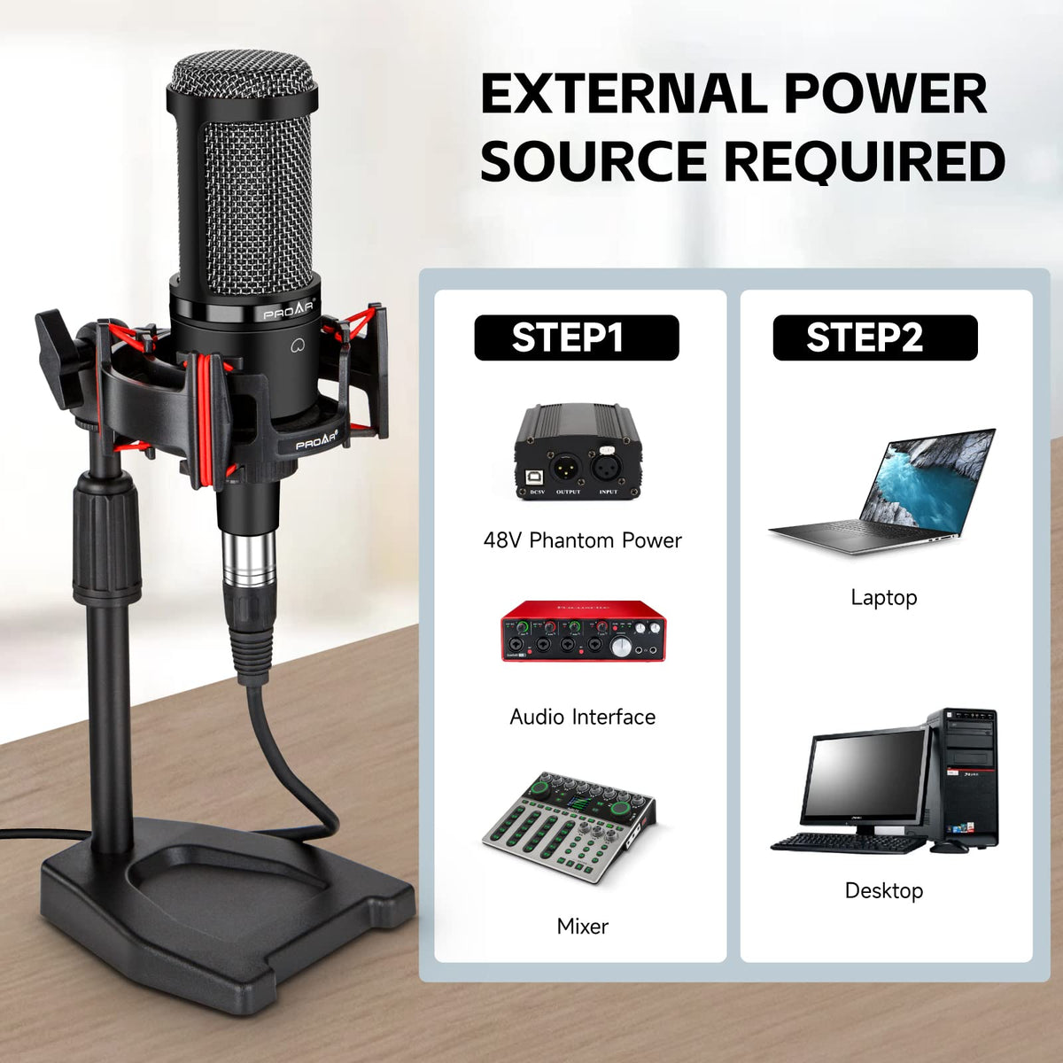 XLR Cardioid Condenser Podcast Microphone with Desktop Stand A843252