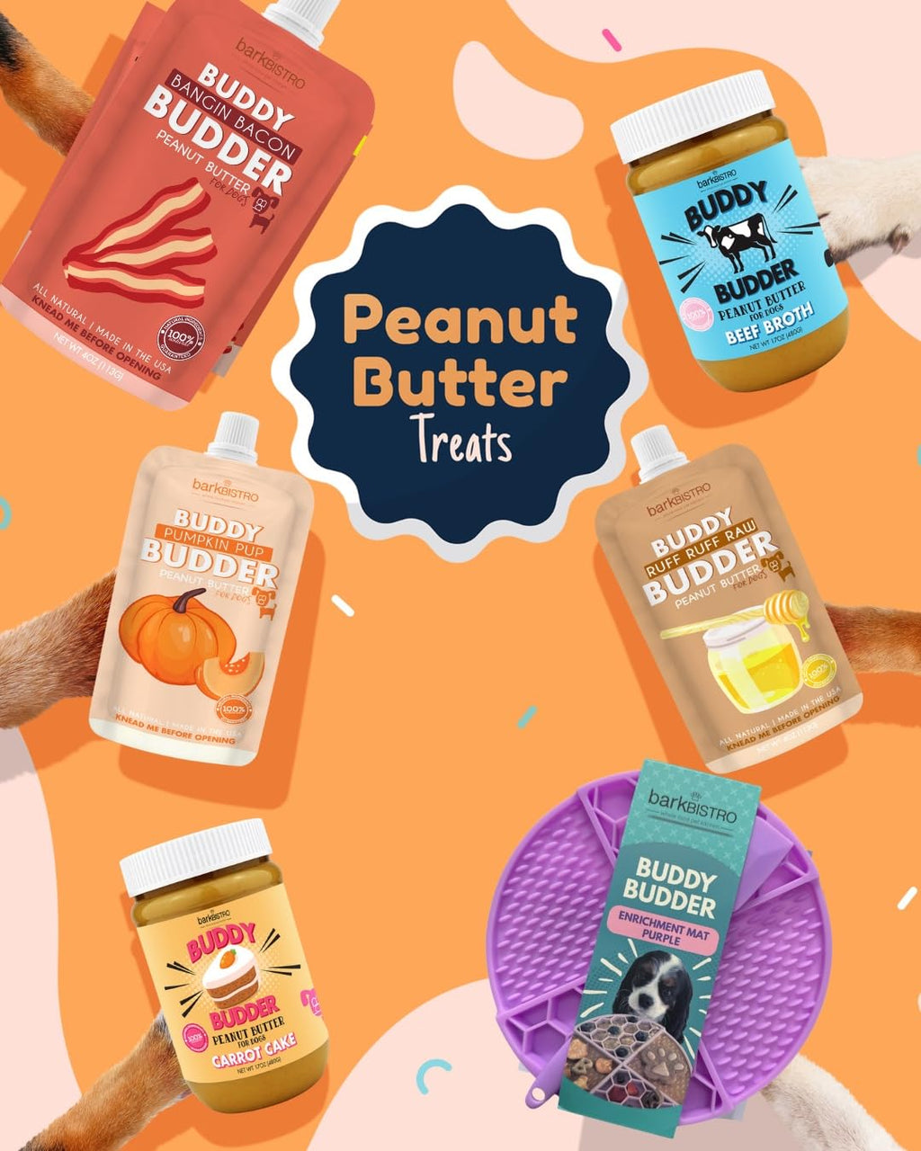Natural Peanut Butter for Dogs Set of 2 17oz Jars N710