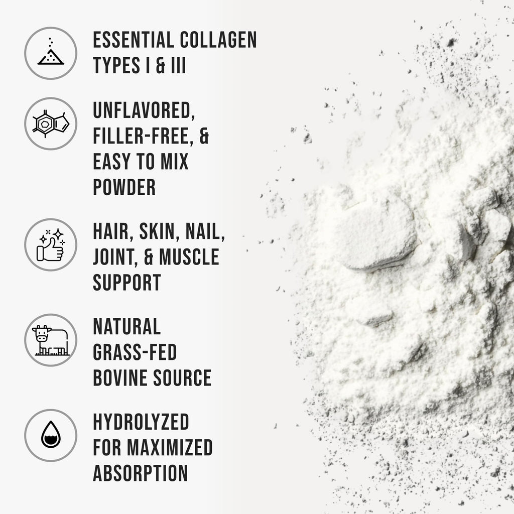 Bovine Collagen Peptides Powder, Hydrolyzed Type I & III, Grass-Fed Unflavored, 2.4lb V37466