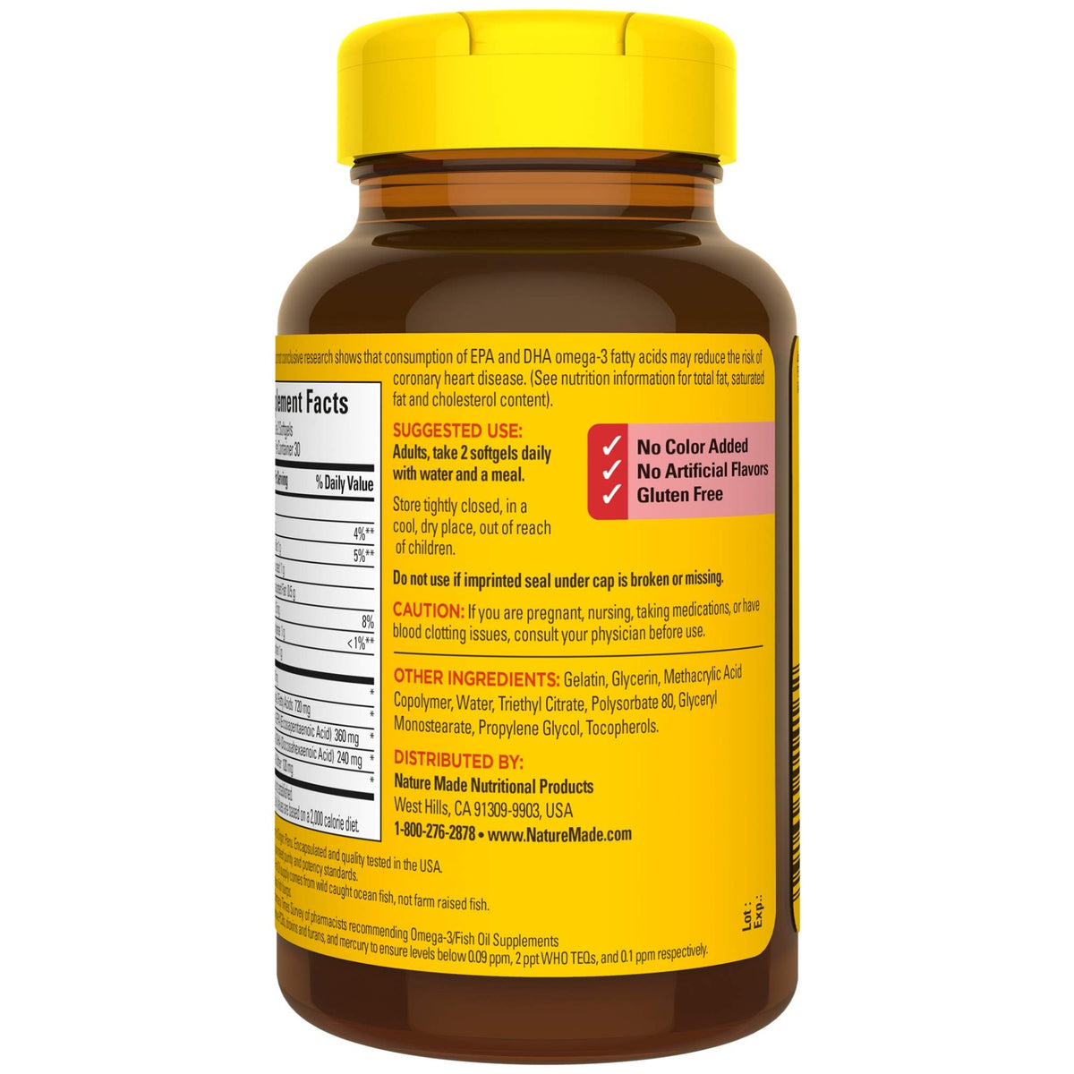 Fish Oil Omega 3 Supplement 1200 mg 60 Softgels I59143