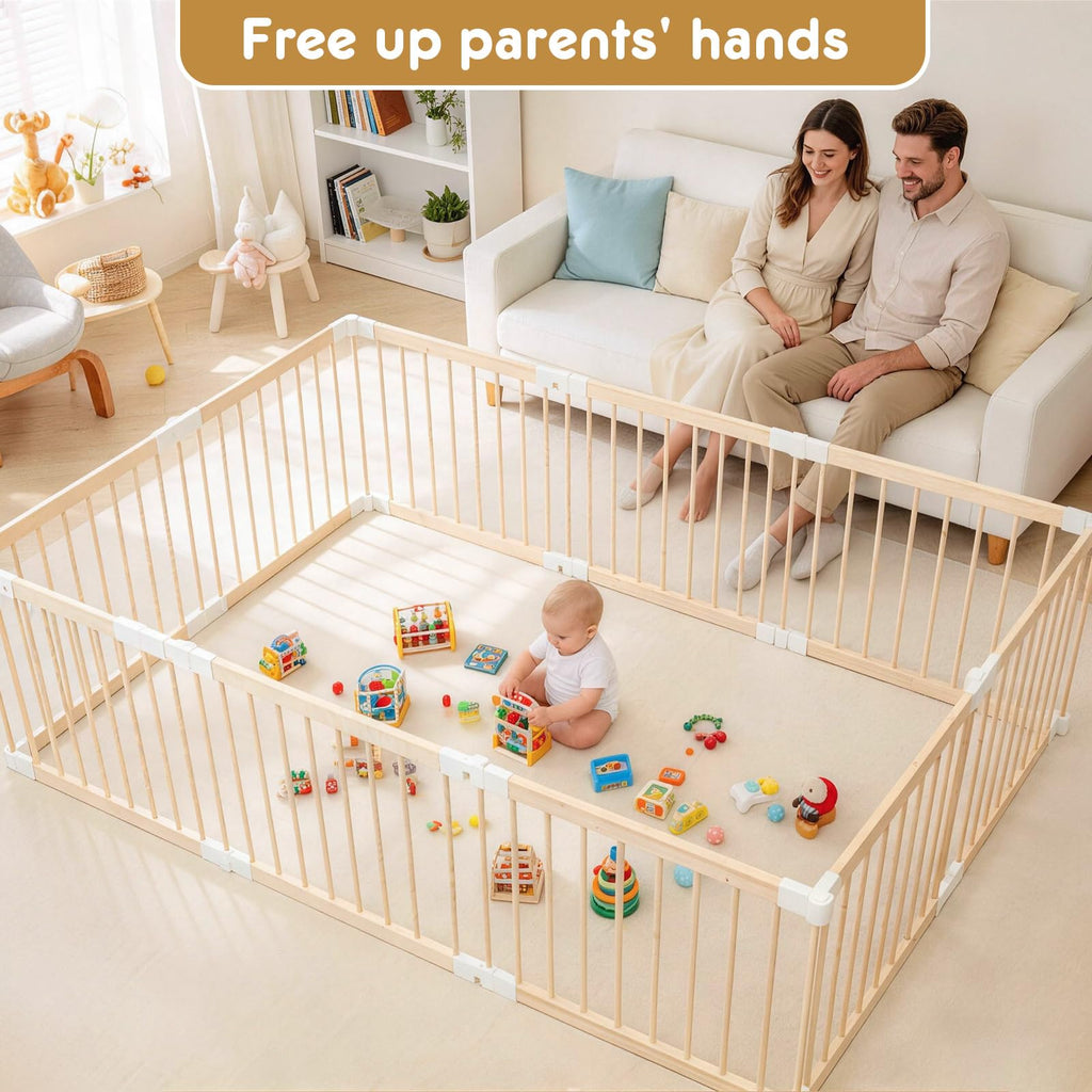 Foldable Wooden Playpen with Gate F996707