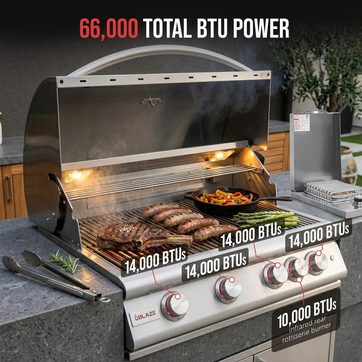 32” Built-in Gas Grill, Double Side Burner, Door & Two Drawers Combo, 20” Refrigerator M71937