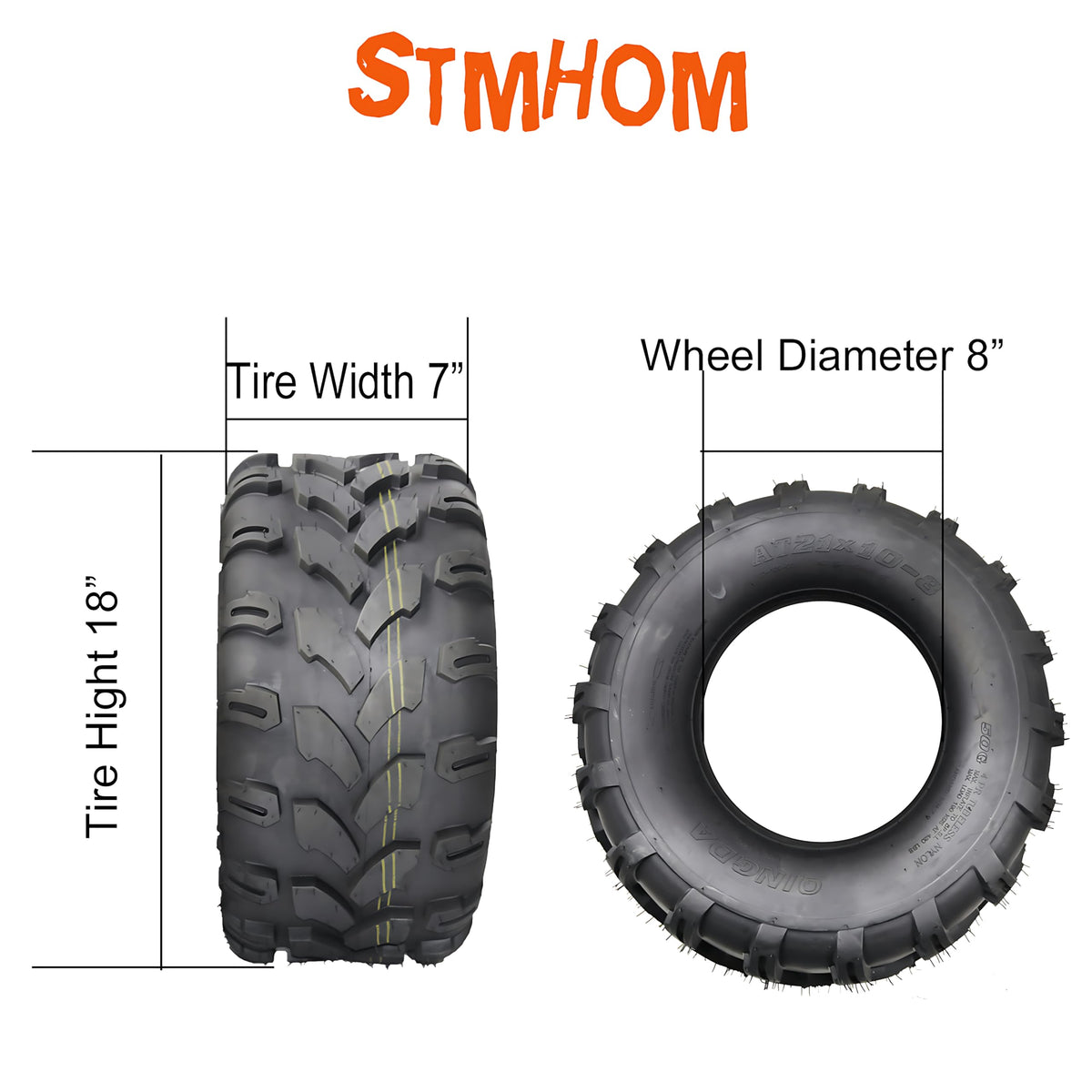Set of 2 18X7X8 Tubeless ATV/UTV Tires 4 PR J503290