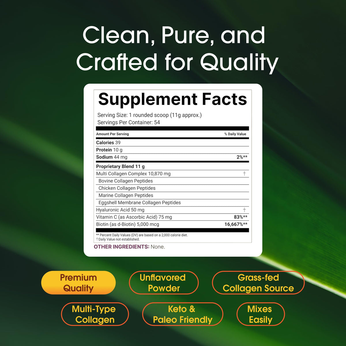 Hydrolyzed Collagen Peptides Protein Powder 600g Unflavored A6242