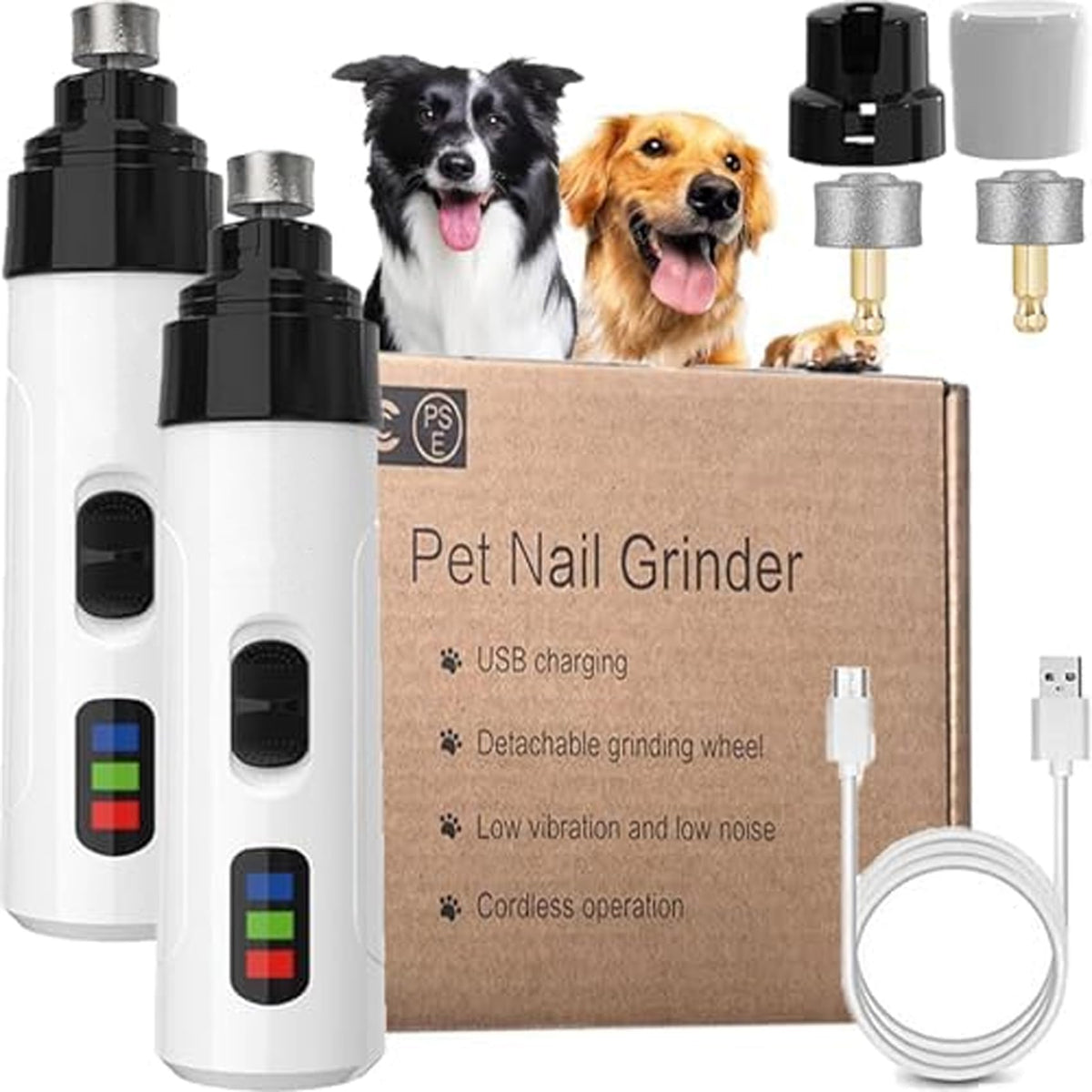 Rechargeable Quiet Low Vibration Electric Dog Nail Grinder & Trimmer with LED Light N4531