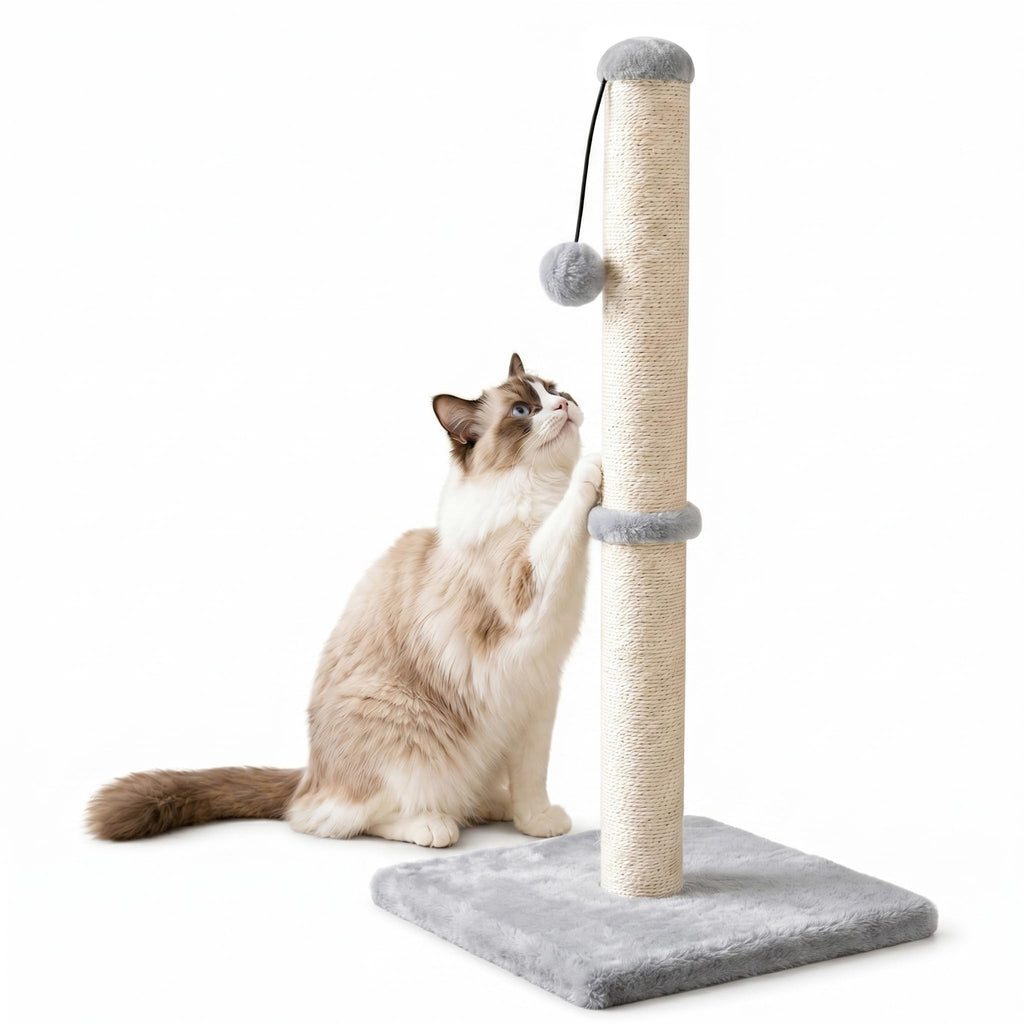 Tall Cat Scratching Post with Sisal Rope, Grey E86450