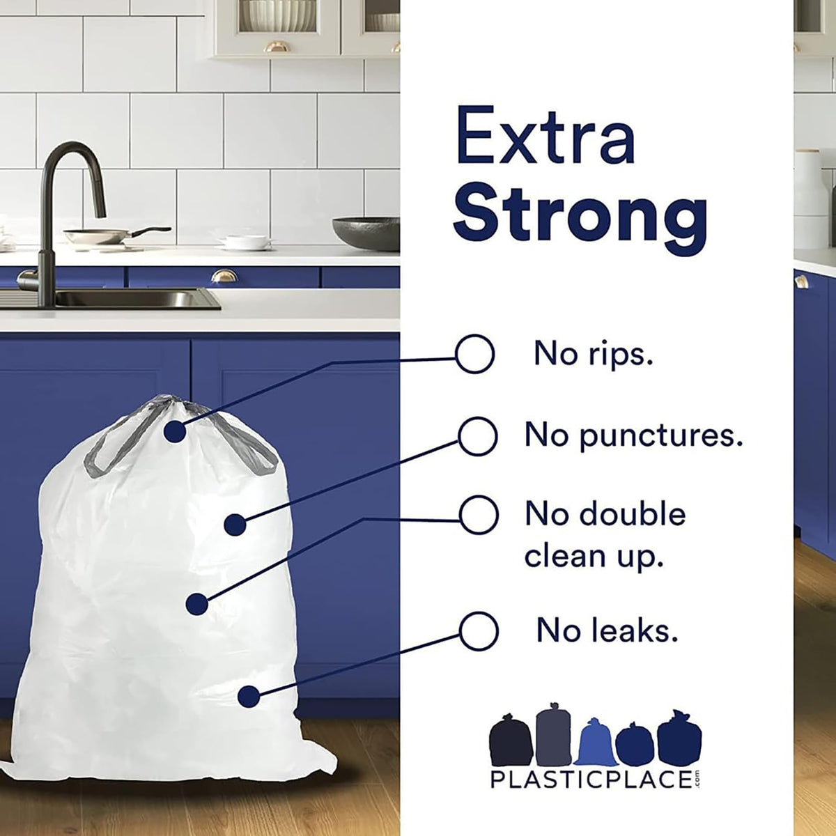 White Drawstring Trash Bags 13-16 Gallon 200 Count L658