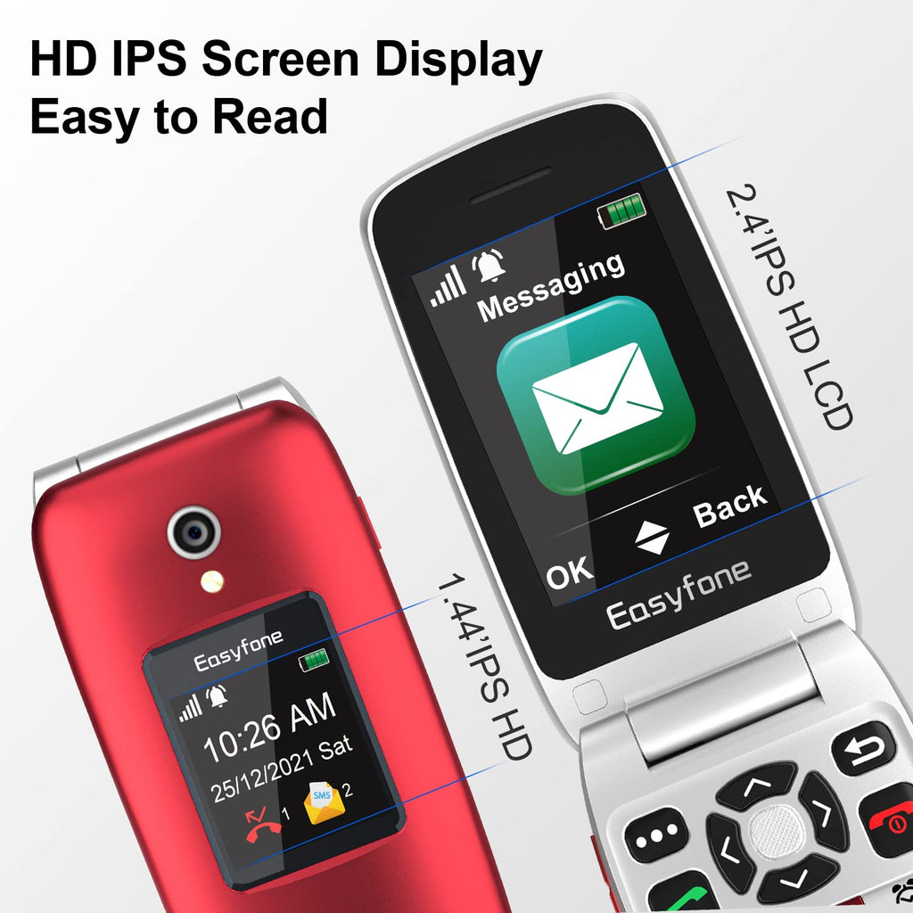 Unlocked 4G Big Button Flip Cell Phone with SOS Button & Charging Dock P302497