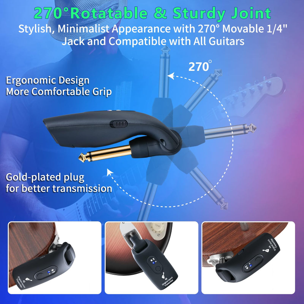 Wireless Guitar System 2.4GHz Transmitter and Receiver Black I72354