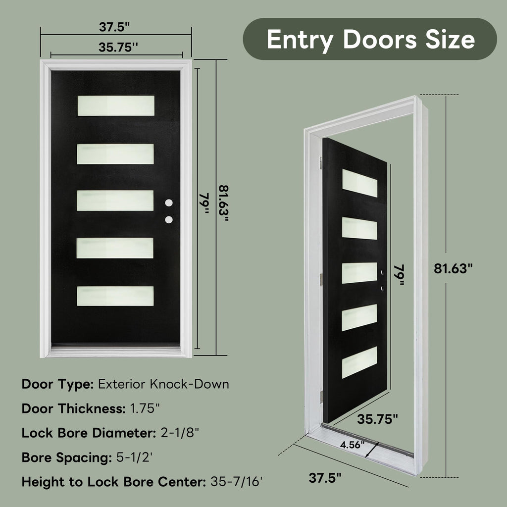 36" x 80" Left Hand Inswing Exterior Door with White Frame W779