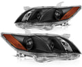 Black Housing Amber Reflector Clear Lens Headlights Assembly Pair U714132