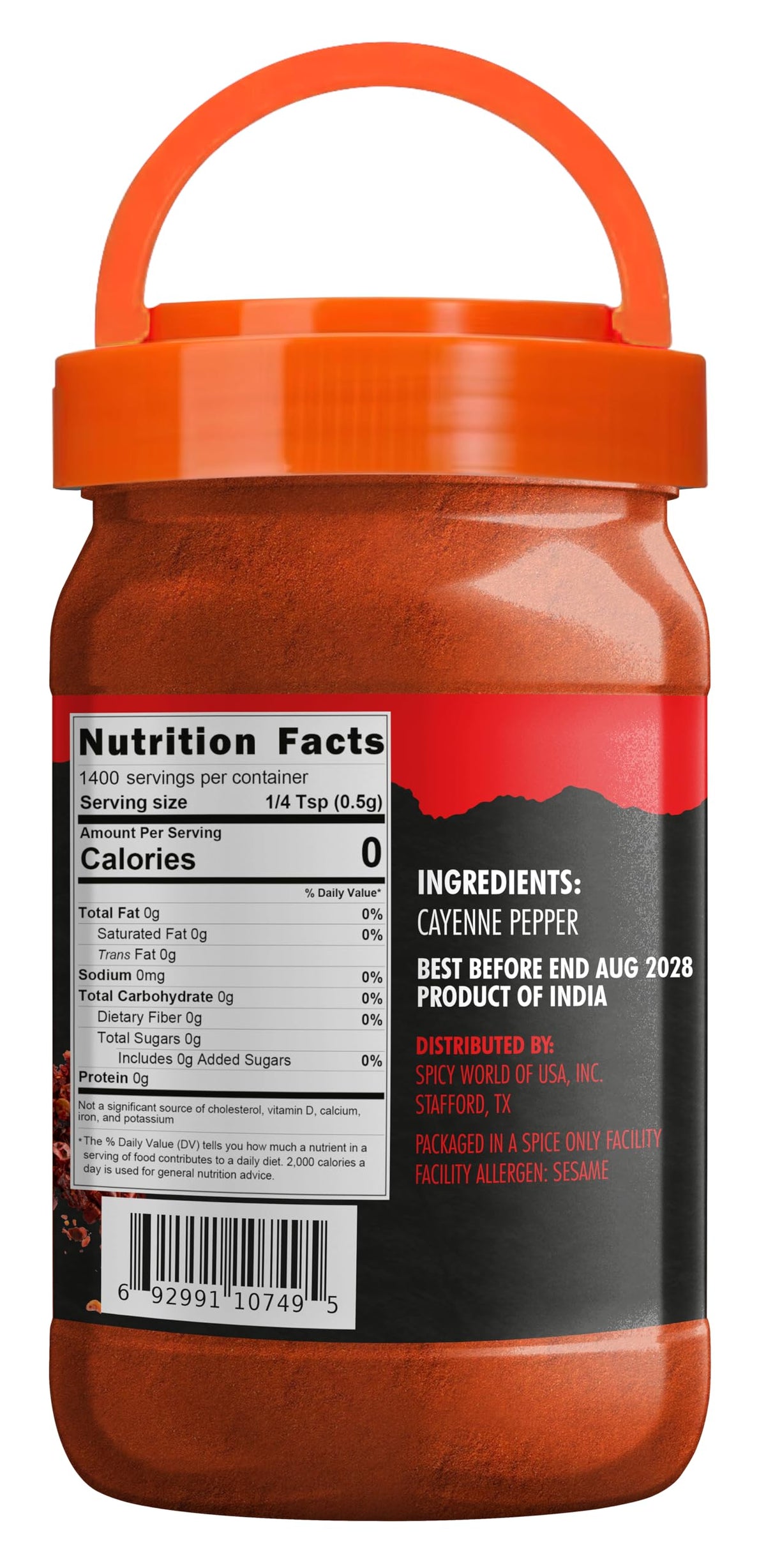 Cayenne Pepper Powder 2.5LB Jar 50,000 SHU Gluten Free C40082