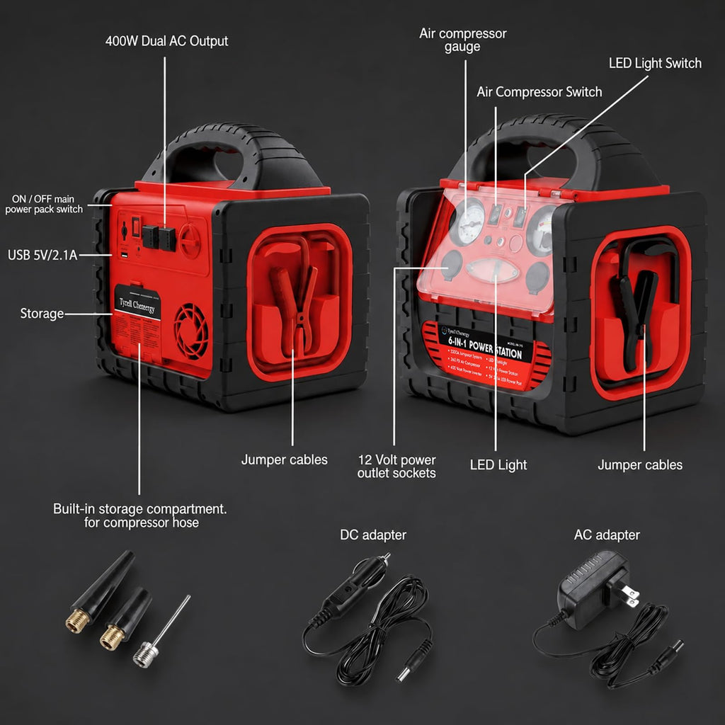 2200 Amp Car Jump Starter with Air Compressor M314