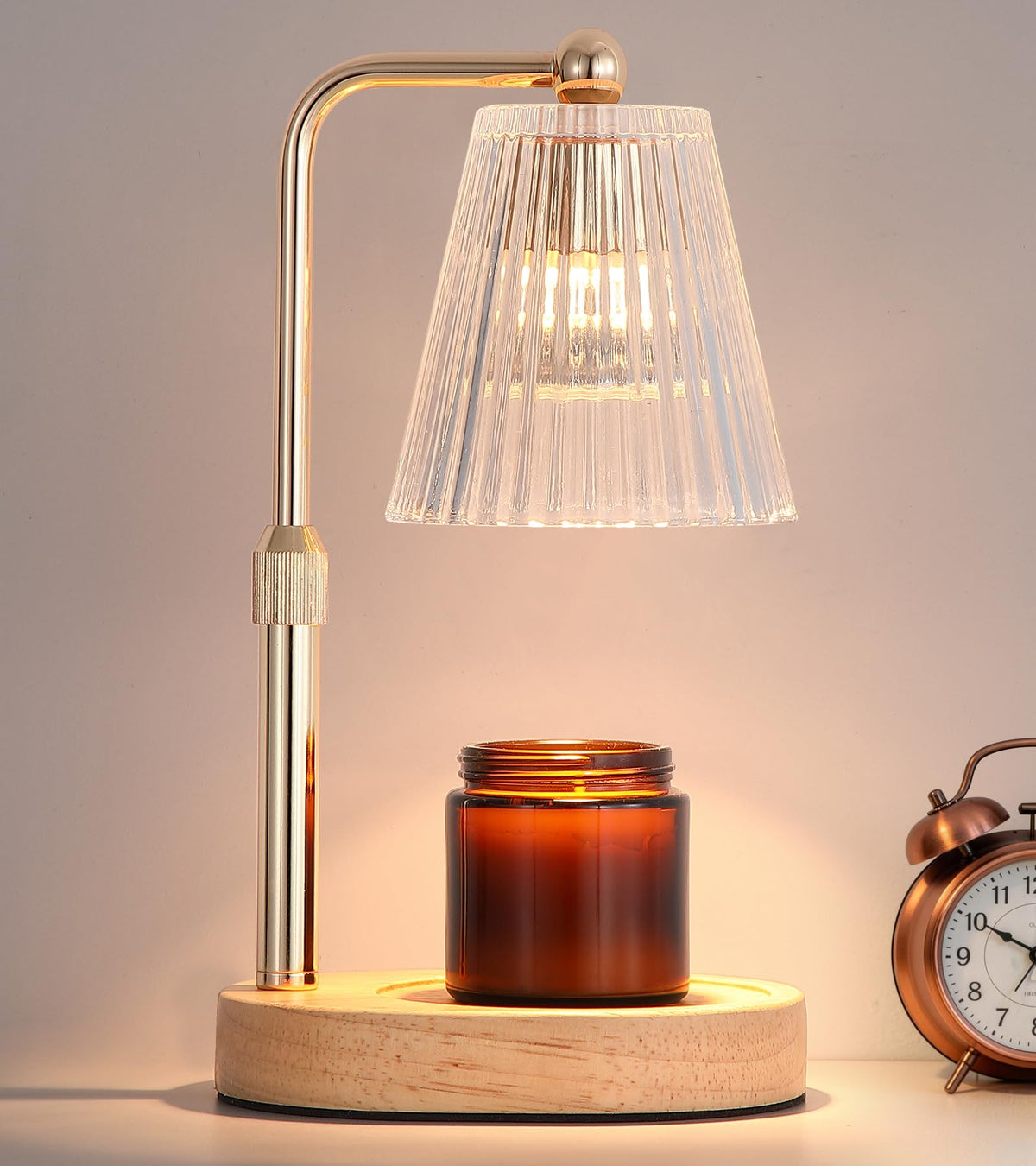 Gold Candle Warmer Lamp with Timer Dimmable with 2 Bulbs S539834