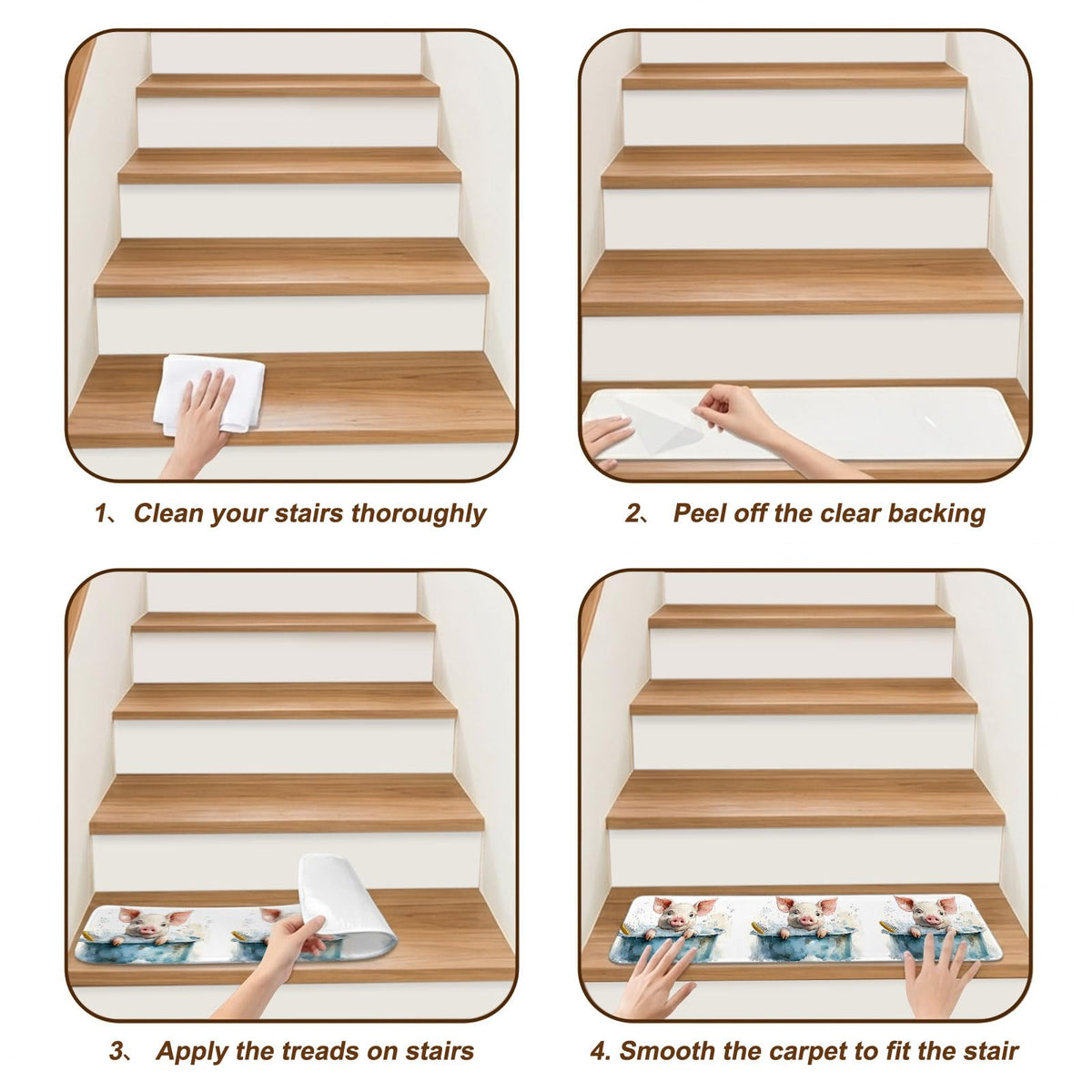 Non Slip Carpet Stair Treads 7 Pack 8"x30" N75055