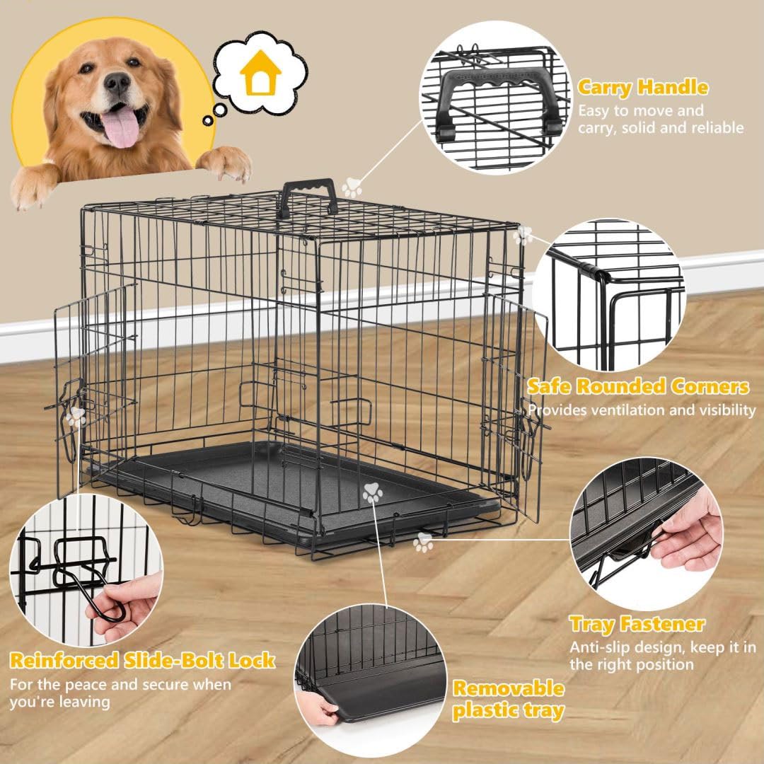36 Inch Metal Dog Crate Kennel with Divider Panel U37810