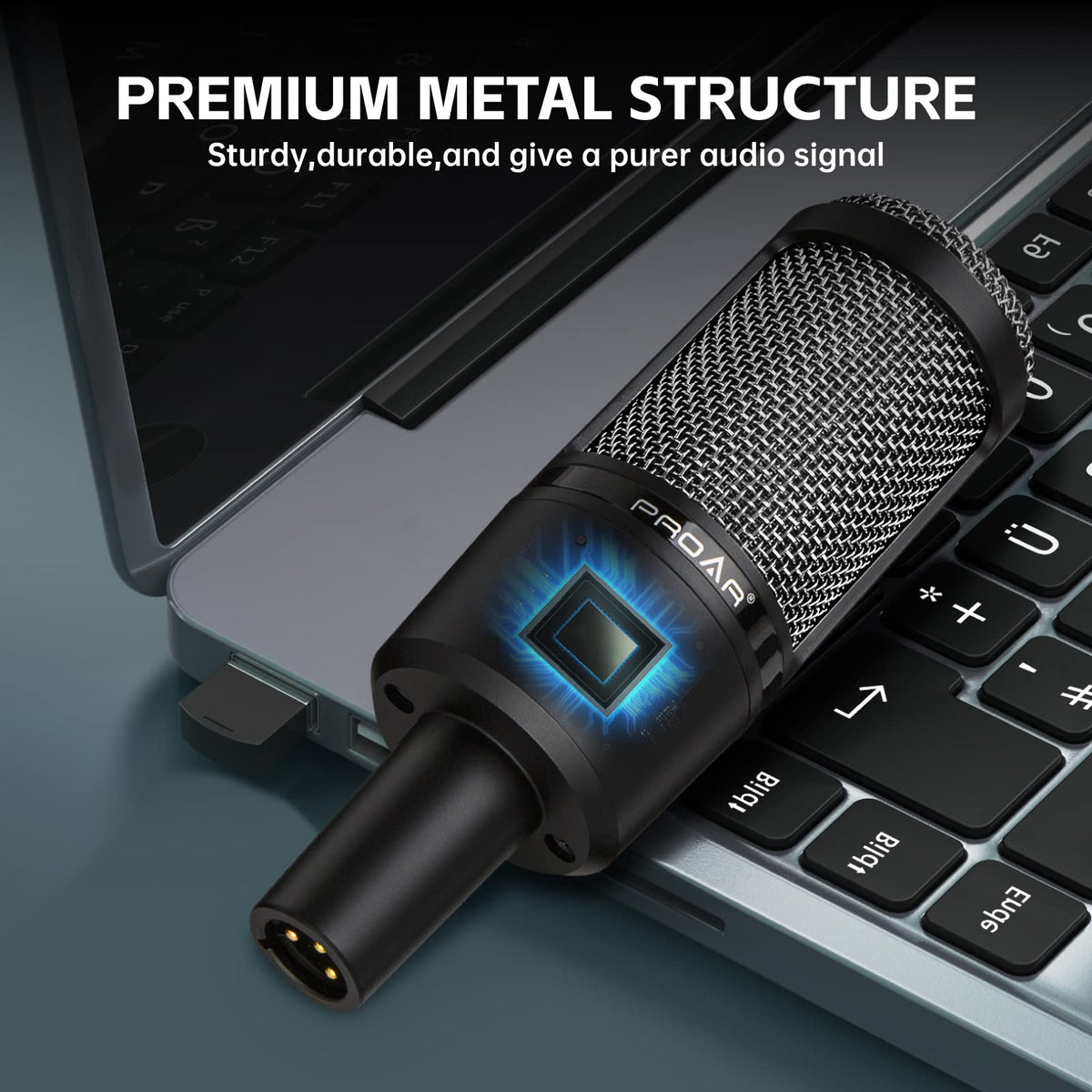 XLR Cardioid Condenser Podcast Microphone with Desktop Stand A843252