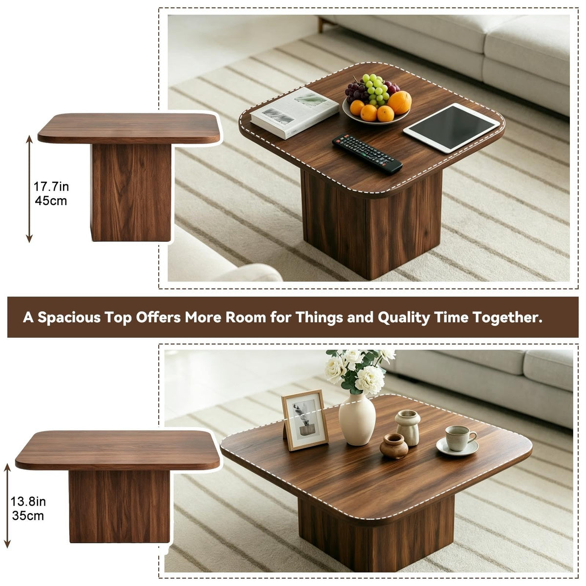 Nesting Coffee Tables Set of 2 Wood Square Y598