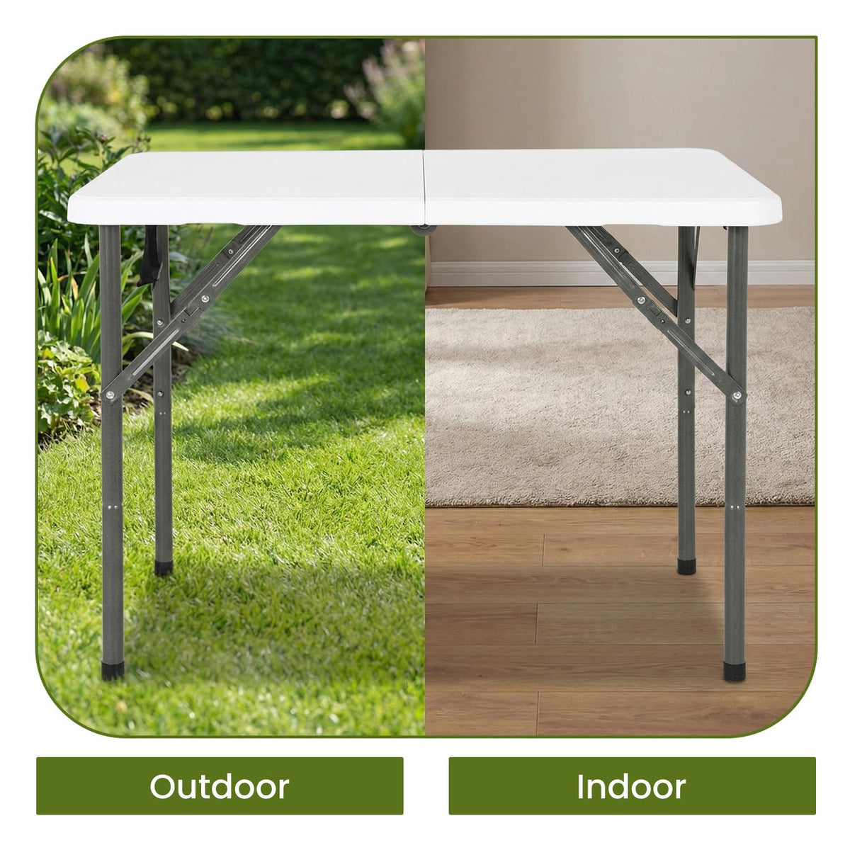 White Plastic Folding Card Table with Carrying Handle W819541