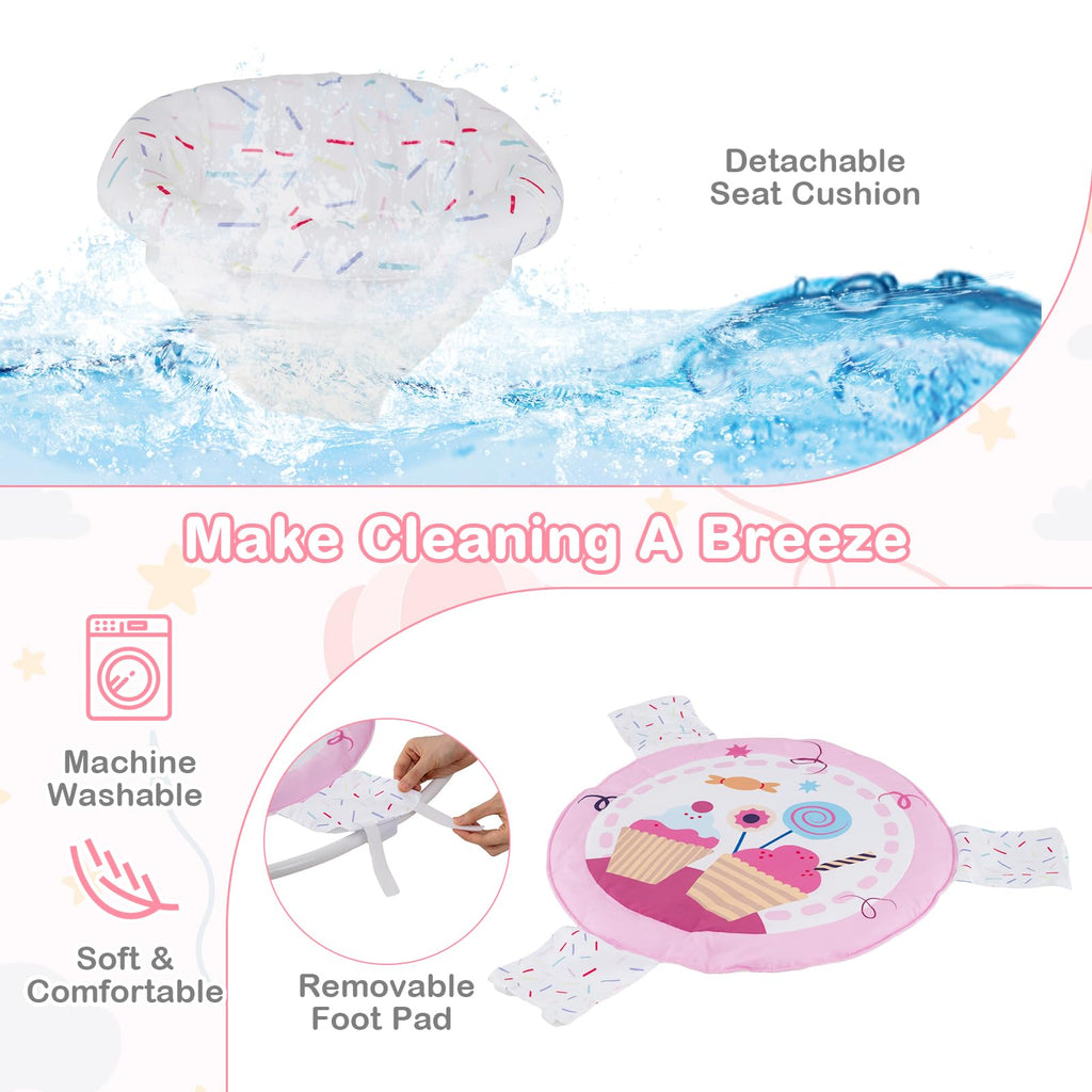 Pink Baby Bouncer Activity Center with Music Lights and Sounds P902237