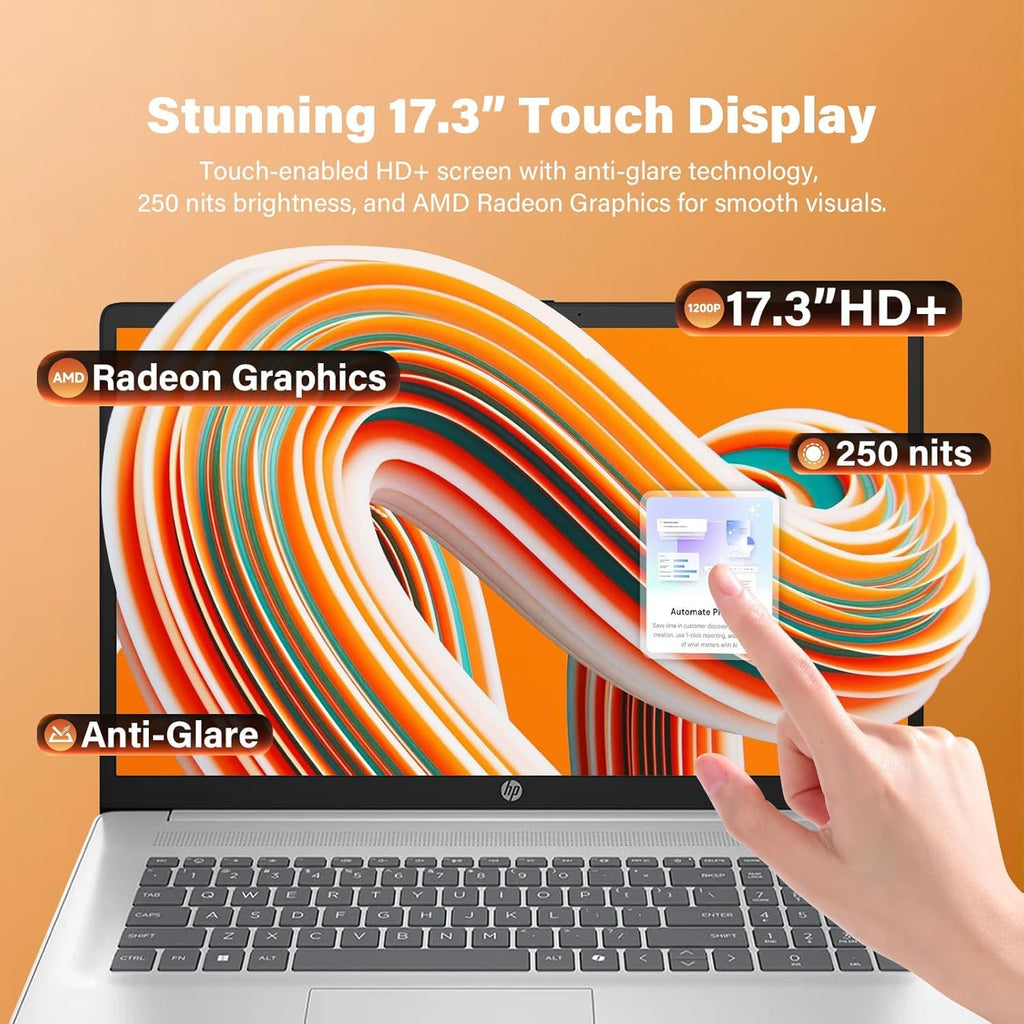 17.3" HD+ Touchscreen Laptop, AMD Ryzen 5, 16GB RAM 1TB SSD, Silver T237794