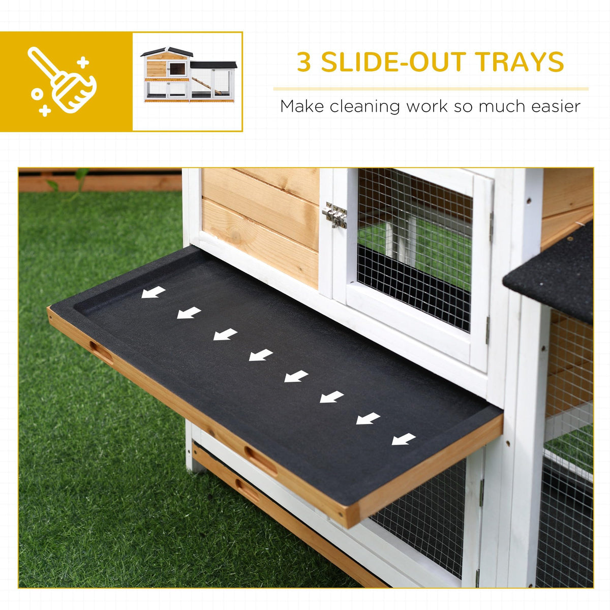 62" Wooden Small Animal Hutch with Run Area W69020