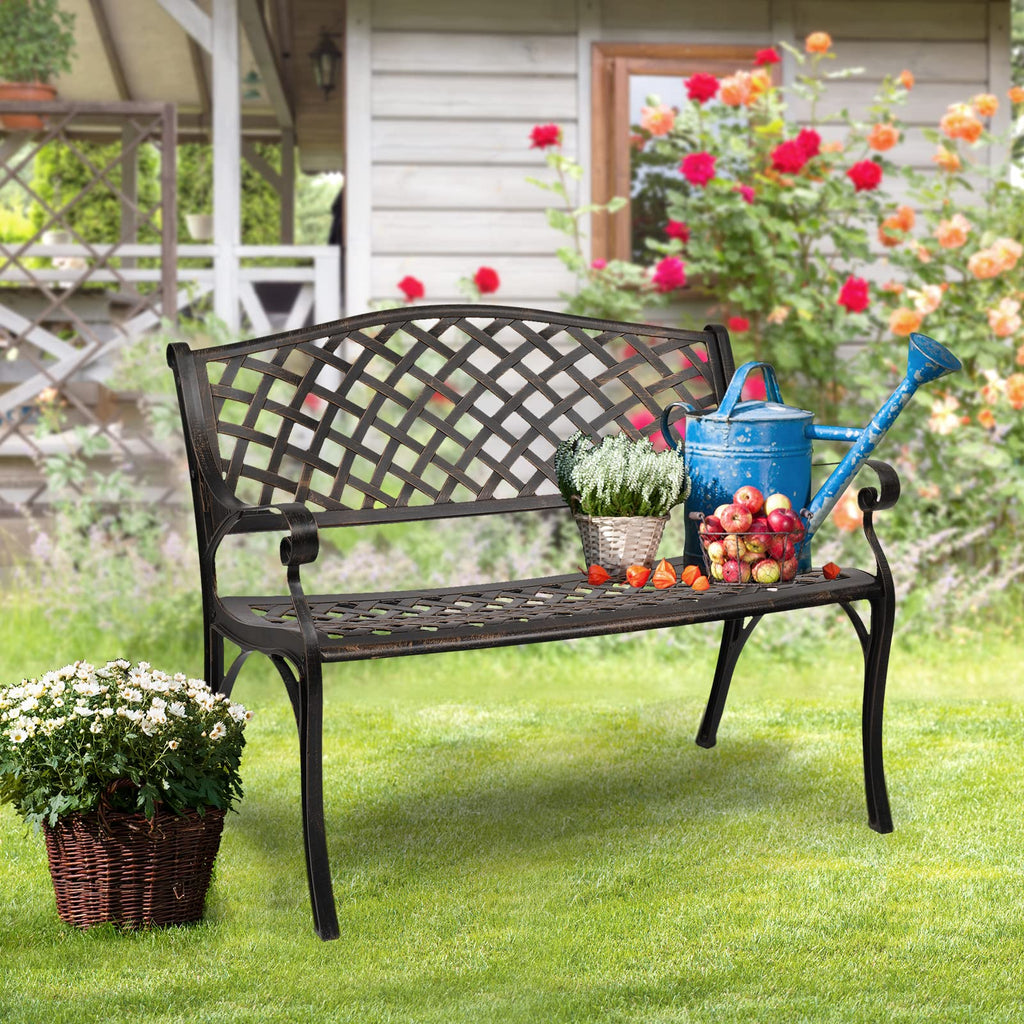 40.5" Anti-Rust Cast Aluminum Patio Garden Bench J341