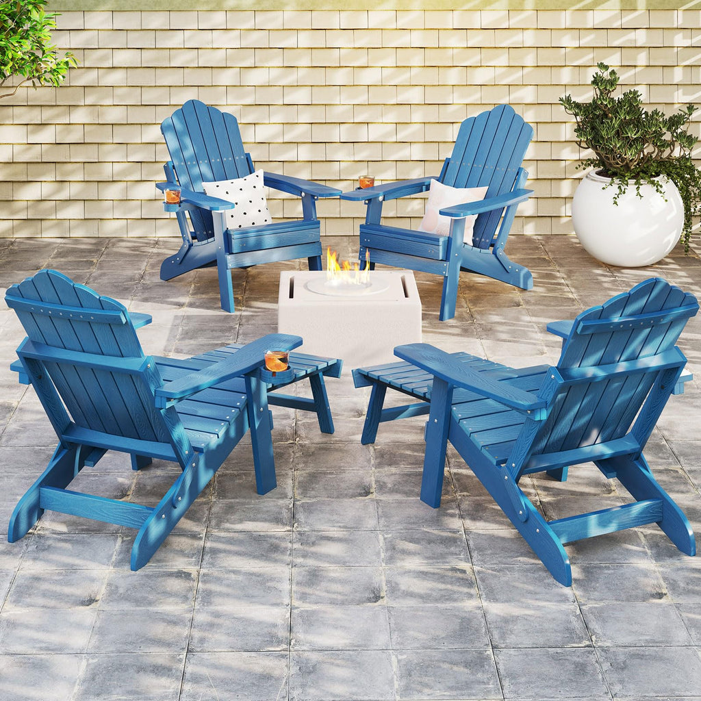 Folding Adirondack Chair with Adjustable Backrest and Ottoman S986785