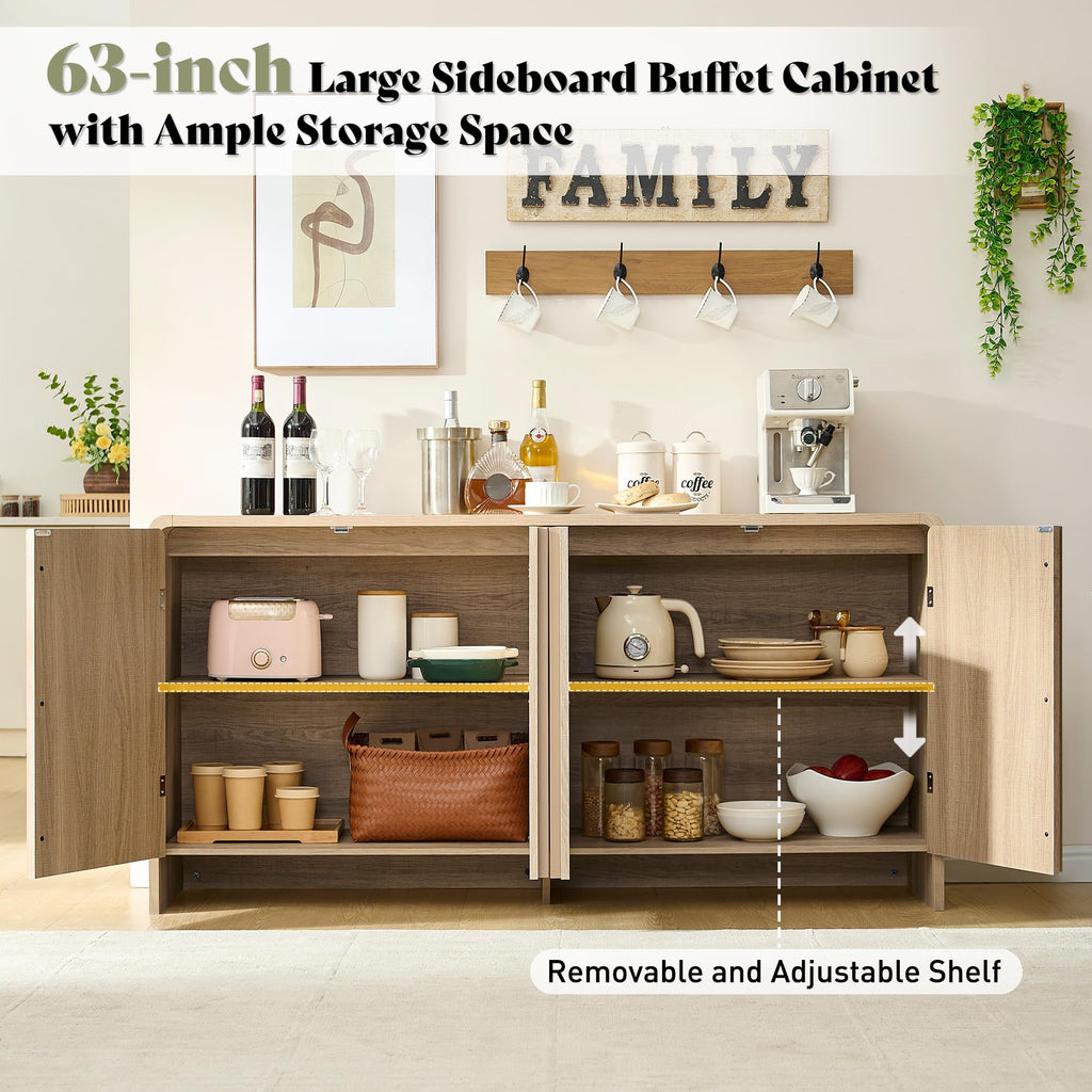63" Modern Fluted TV Stand with Storage Y7585