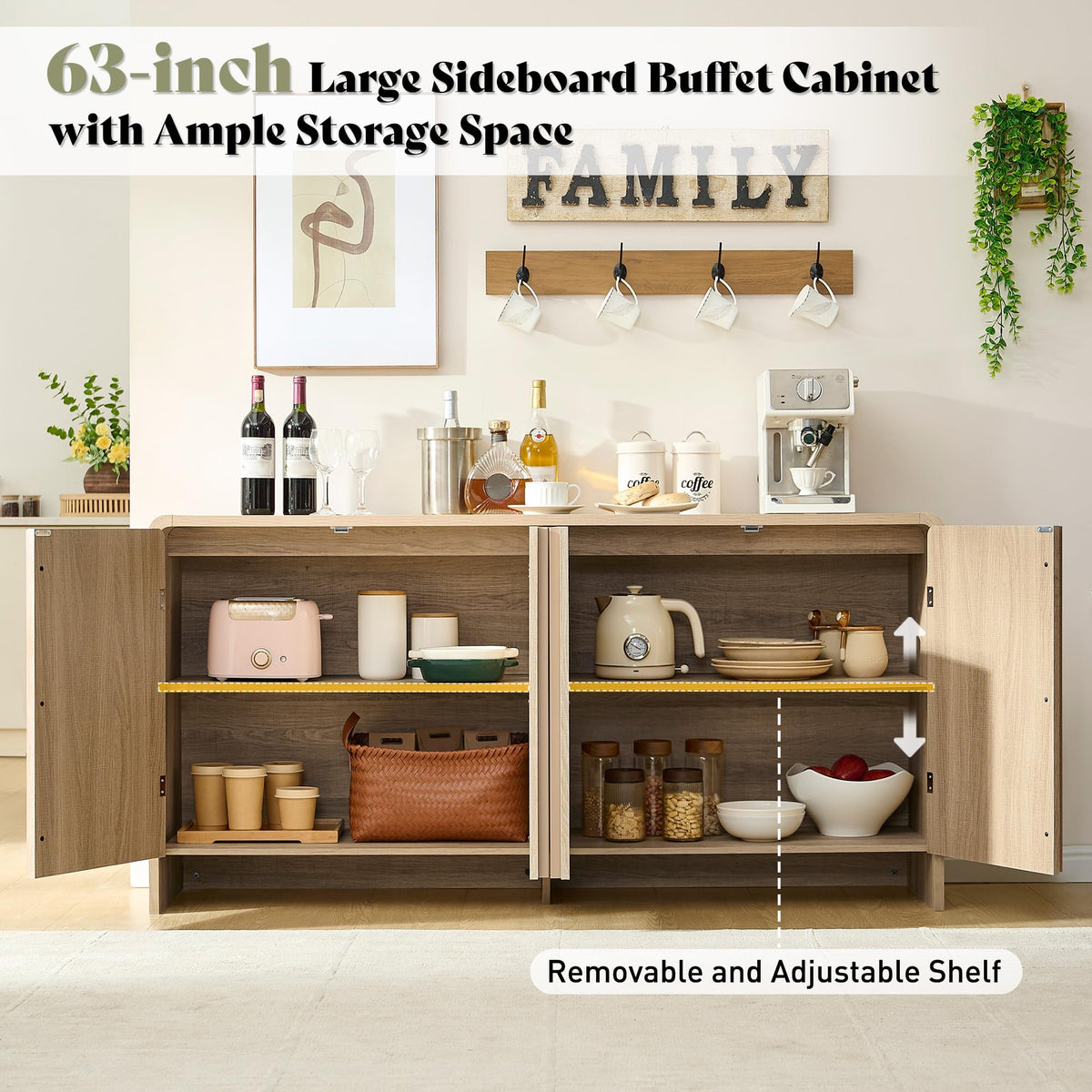 63" Modern Fluted TV Stand with Storage Y7585