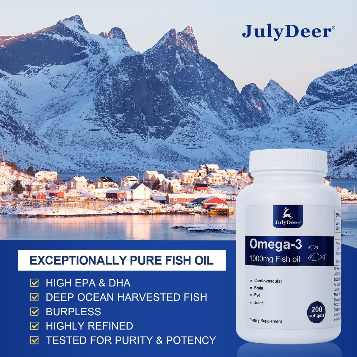 Omega 3 Fish Oil 1000 mg 200 Softgels N4854