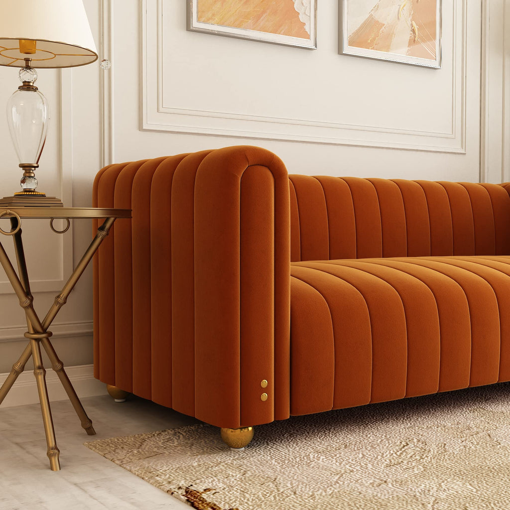 Velvet Sofa Set with Gold Metal Legs F3677