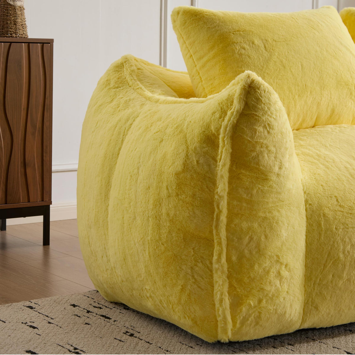 Oversized Ultra Soft Fluffy Faux Fur Bean Bag Chair with Pillows S38799