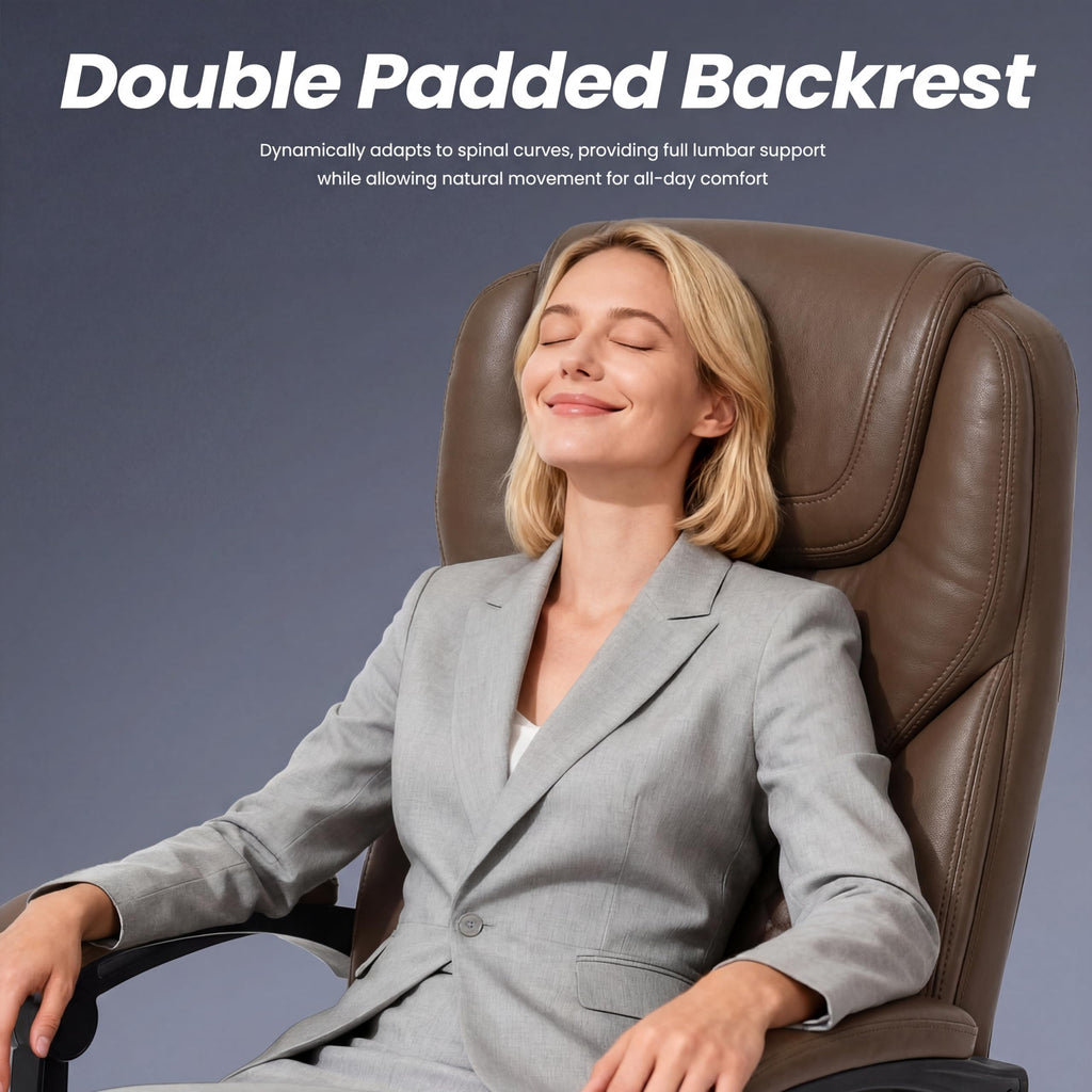 Brown Leather Massage Office Chair with Heat and Footrest Q9431