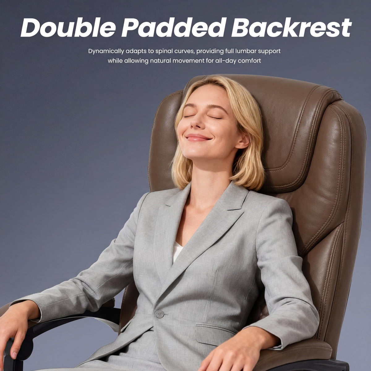 Brown Leather Massage Office Chair with Heat and Footrest Q9431