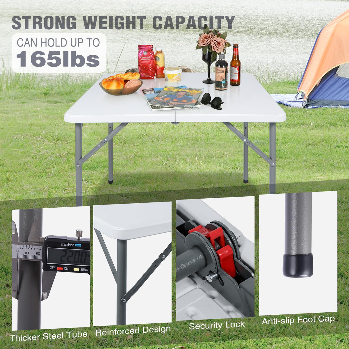 White Square Folding Card Table V484237