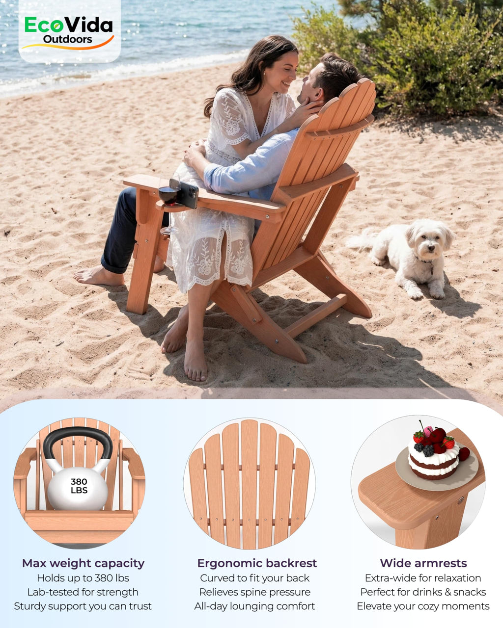 HDPE Adirondack Chair Set of 4 with Cup Holders W609180