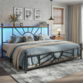 King Size Metal Platform Bed Frame with LED Lights P908443